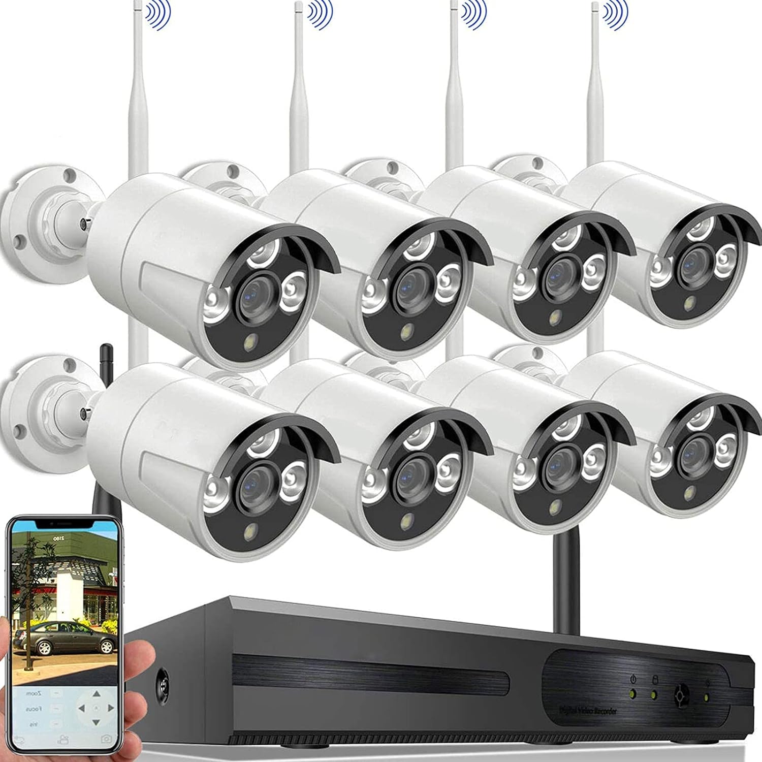 8CH 1080P Wireless NVR Recorder CCTV Security Camera System with Audio 8X 2.0MP Outdoor Bullet Cameras IP67 Waterproof 24/7 Continuous/Motion Recording image 0 8CH 1080P Wireless NVR Recorder CCTV Security Camera System with Audio 8X 2.0MP Outdoor Bullet Cameras IP67 Waterproof 24/7 Continuous/Motion Recording image 0